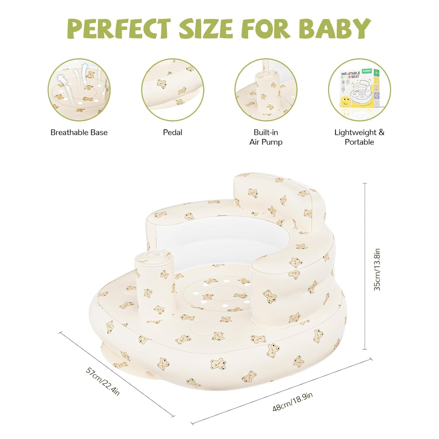Baby Beach Chair，Inflatable Baby Seat for Babies 3 Months and Up,Summer Bumbo Seat for Learning to Sit, Feeding, Camping