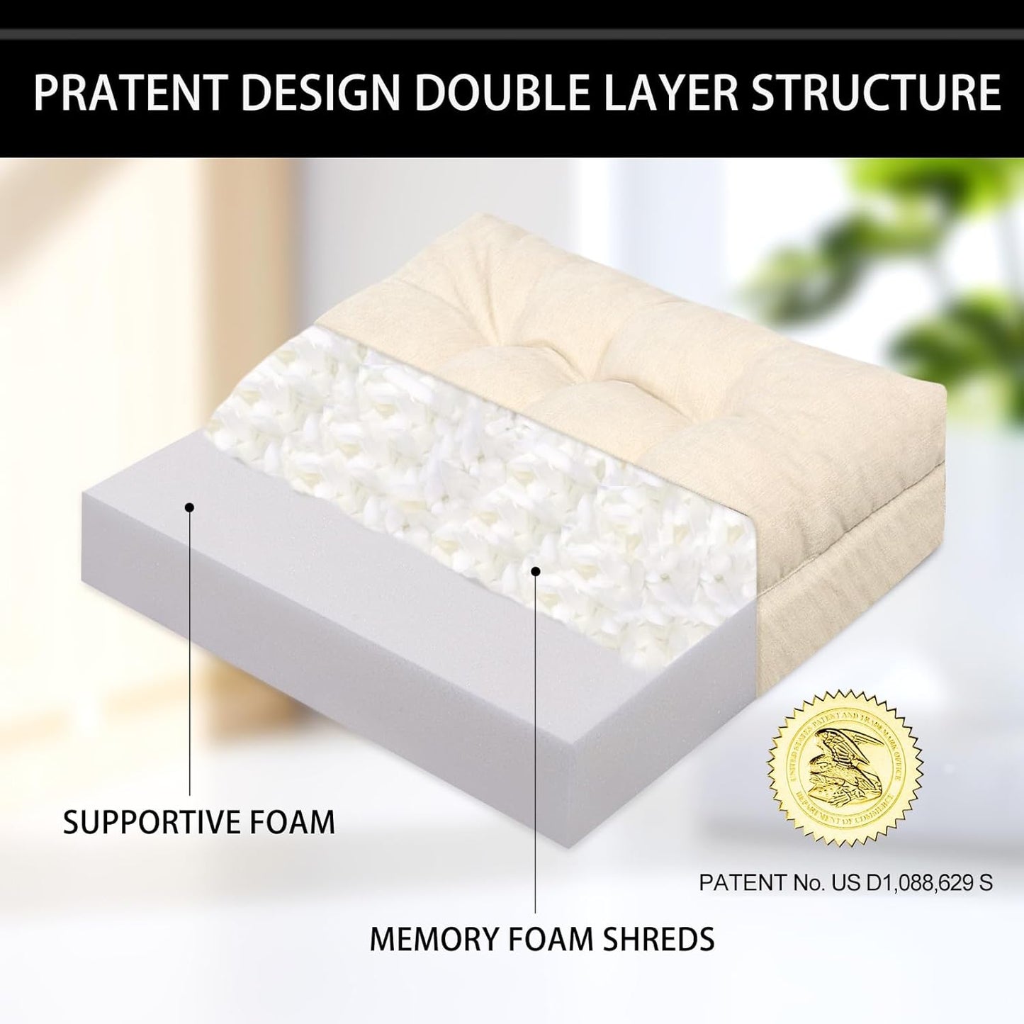 HAVARGO Recliner Cushions for Elderly, 20x20x4 Inch Thick Chair Cushion for Shorter Users Patent Design Soft Tufted Dual Layer Booster Seat Cushions for Seniors Recliner Risers Beige 1P