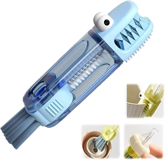 3 in 1 Cup Lid Cleaning Brush, 2025 Upgraded Multifunctional Insulation Bottle Cleaning Tools, Portable Crevice Cleaning Brush Set for Baby Bottle Gap Tight Spaces (#2 Blue)