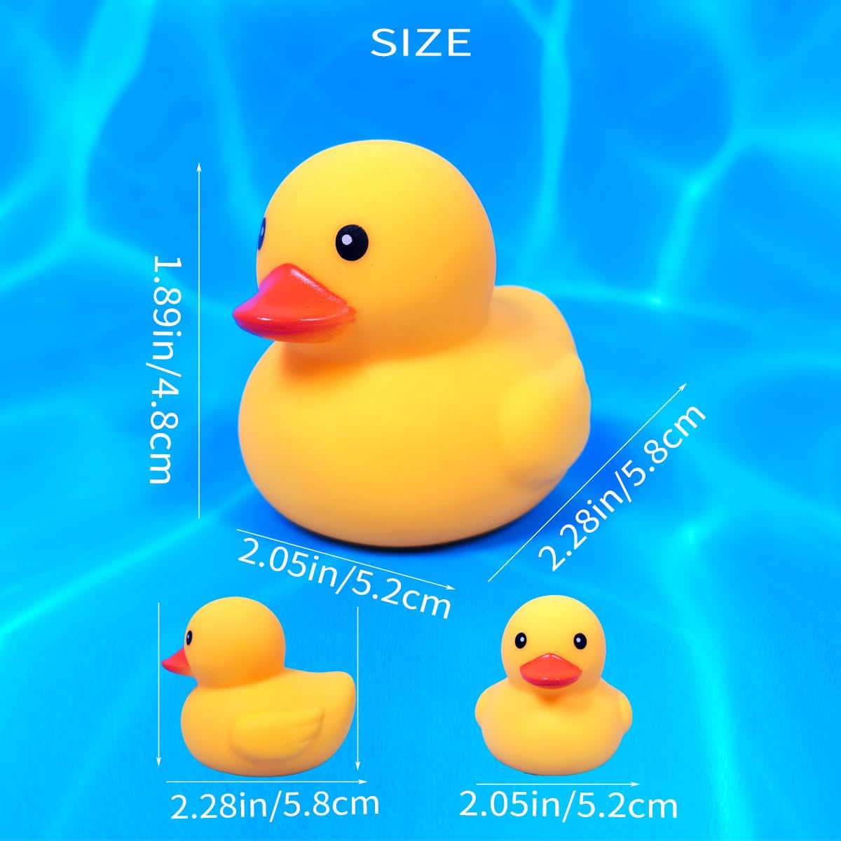 2 Inch 10 Pcs Kalafona Rubber Bathtub Duck/Duckie Waterproof No 'Bebe' No Hole Funny Bath Swimming Pool Toy Without Hole for Kids Birthday Party Favor Home Decor