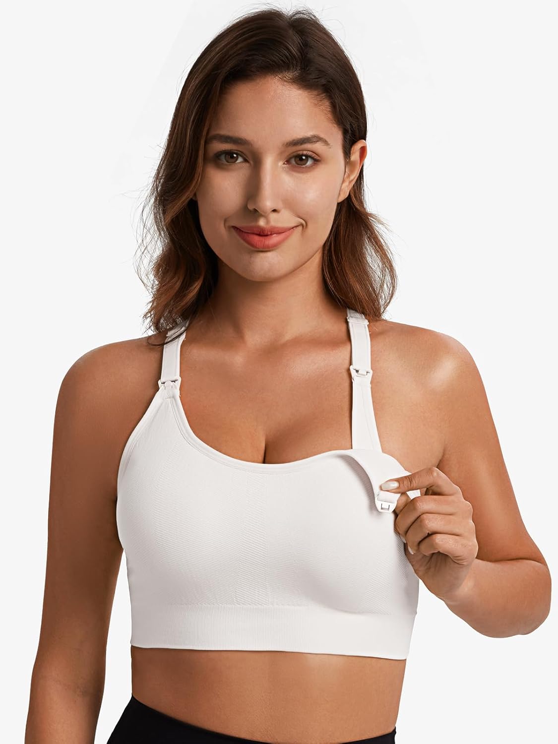 Angelhood Nursing Bras for Breastfeeding, Seamless Nursing Sports Bra Medium Impact Support Maternity Bras for Pregnancy