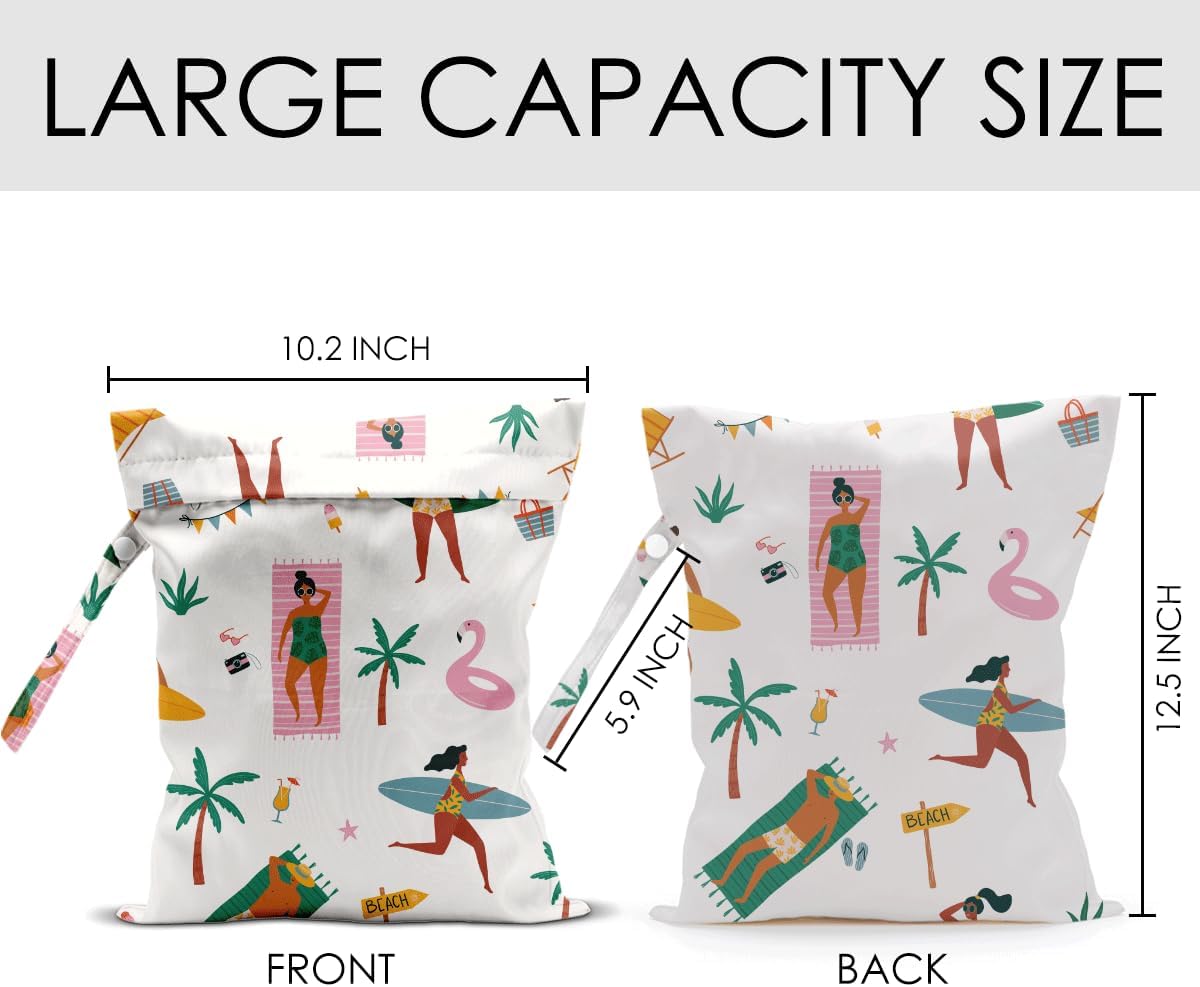 Wet Bag for Swimsuit Pool Travel Baby Cloth Diapers Dirty Yoga Gym Clothes Beach Bags Summer Gifts for Women Men Beach Vacation Essentials Costal Waterproof Wet Dry Bag Travel Laundry Bags