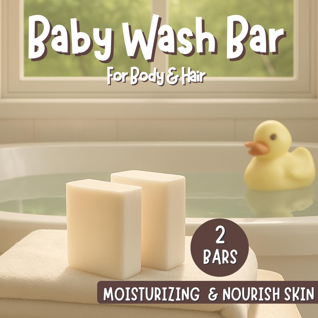 Unscented Baby Soap Bar for Sensitive Skin | Only 7 Ingredients | Gentle Wash for Babies, Toddlers, Kids, and Adults | Organic and Natural Ingredients | 2 Bars