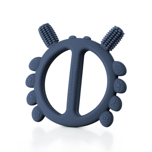 Haakaa Silicone Crab Baby Teether,Teething Toys,360°Baby Toothbrush Head for Infant Self-Brushing Training,Food-Grade Silicone,Steel Blue