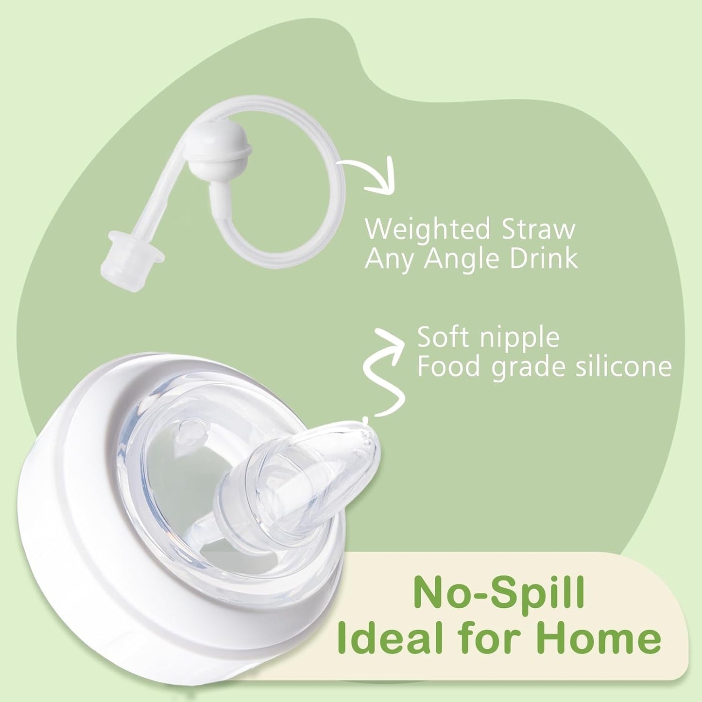 3 Pack Weighted Straw Cup Conversion Kit Compatible with Dr Browns Wide Neck Bottles, Soft Straw Bottle Top Conversion Kit, No-Spill, Transition Kit with Silicone Straws Nipple