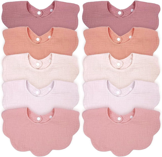 Baby Bibs Muslin Bibs for Baby Girl Boy for Drooling and Teething 10 Pack