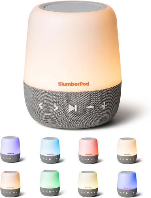 SlumberPod SlumberCalm 2-in-1 Sound Machine with Light for Kids | Baby Sleep Soother | White Noise Machine Baby | Nature Sounds | 8 Night Light Colors | Sound Machine | Rechargeable