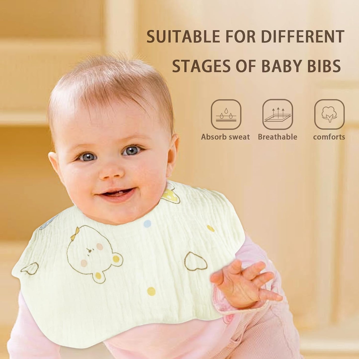 Baby Bibs Muslin Bibs for Baby Girl Boy for Drooling and Teething 10 Pack
