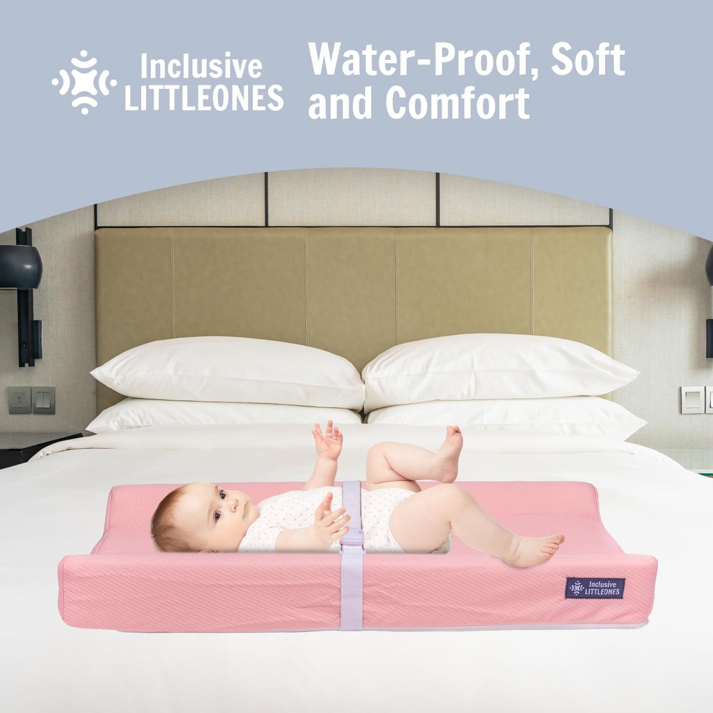 Baby Diaper Changing Pad Soft, Waterproof Changing Pad, Non-Slip Bottom, Safety Straps & Ergonomic Contoured Design - Wipeable Changing Pad Cover Standard Size (31.5"x16") Changing Tables & Dressers