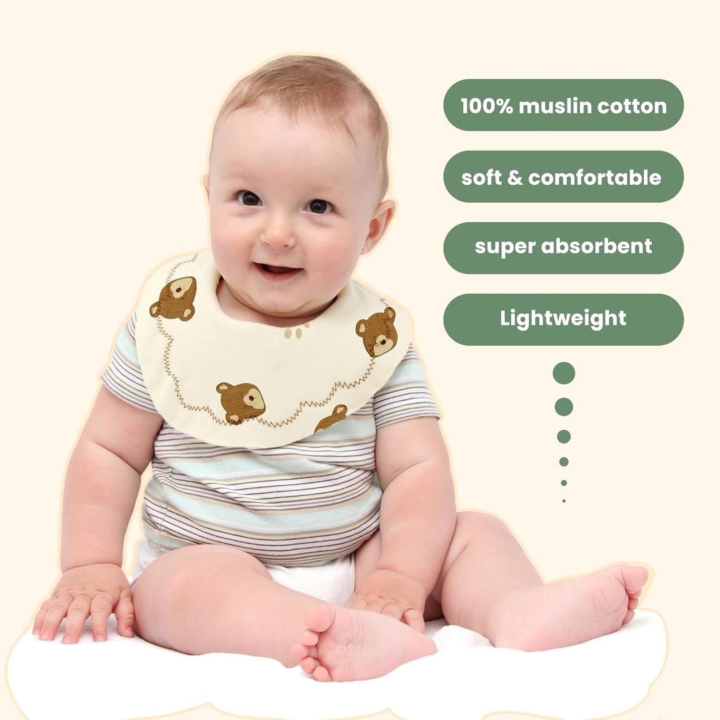 Baby Bibs Muslin Bibs for Baby Girl Boy for Drooling and Teething 10 Pack