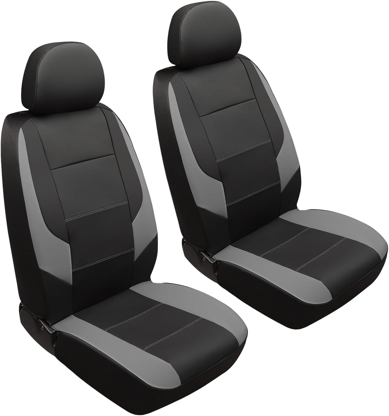 GIANT PANDA Front Car Seat Cover for Kia, Leather Bucket Seat Protectors Waterproof, Custom Fit Kia Sorento Sportage Forte Telluride K5 Seltos Soul Optima Carnival (2-Pack Gray)