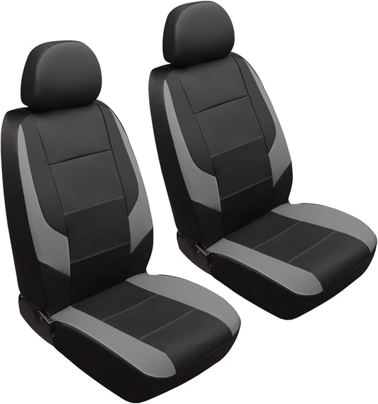 GIANT PANDA Front Car Seat Cover for Kia, Leather Bucket Seat Protectors Waterproof, Custom Fit Kia Sorento Sportage Forte Telluride K5 Seltos Soul Optima Carnival (2-Pack Gray)