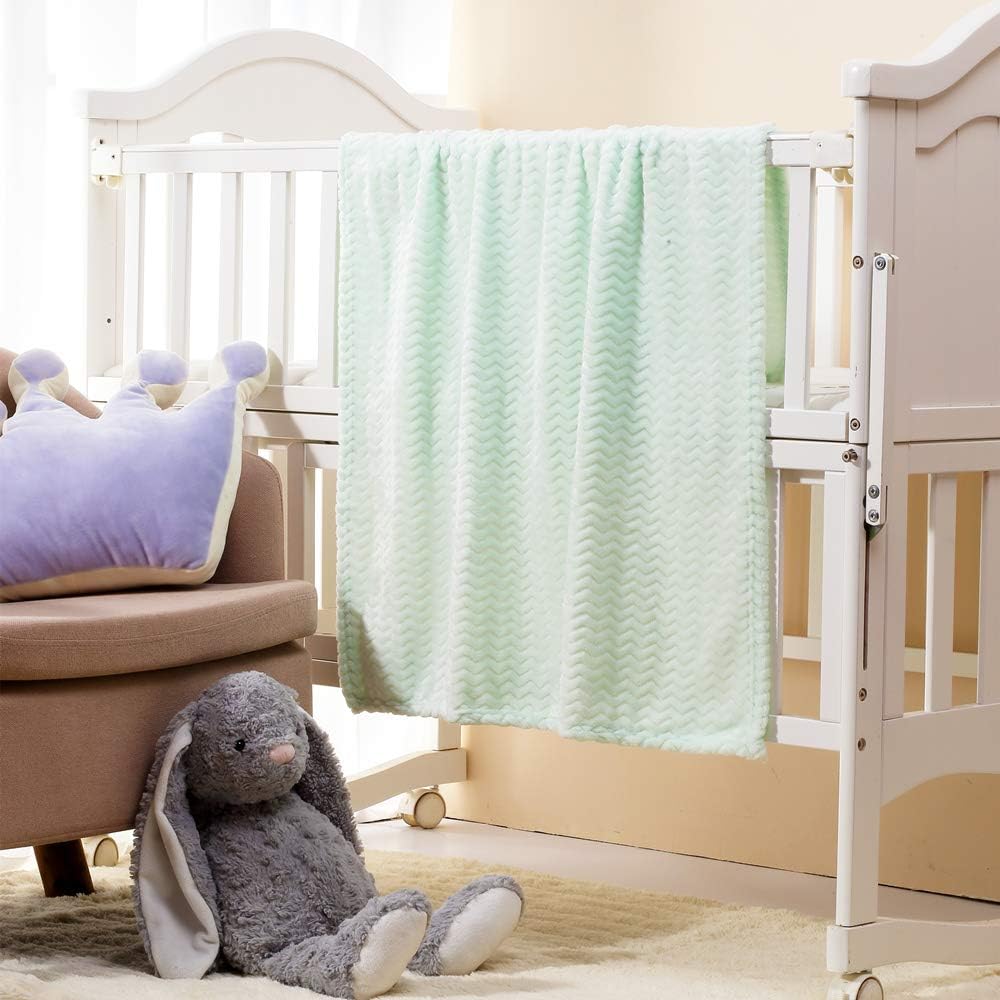 CREVENT 30''X40'' Soft Cozy Warm Baby Blankets for Boys Girls Solid Color - All Season Use - Newborn Essentials (Wave Avocado Green)