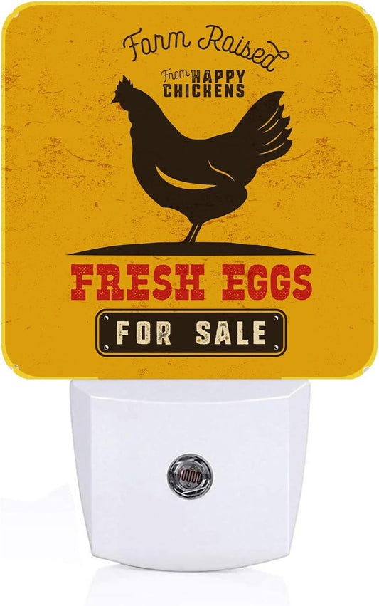 Funny Chicken Night Light,Plug Into Wall for Boys Girls Bedroom Decorative Square Night Light Lamp 0.5w Sleep Friendly