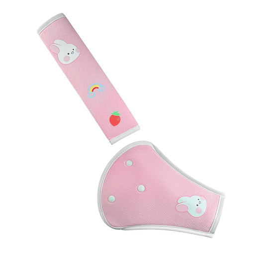 Seat Belt Cover Pad for Kids,Kid's Shoulder & Belly Cushion Protective Padding - Soft Breathable Straps Cushion Cover for Booster Seat, Strollers, and High Chairs(Pink)