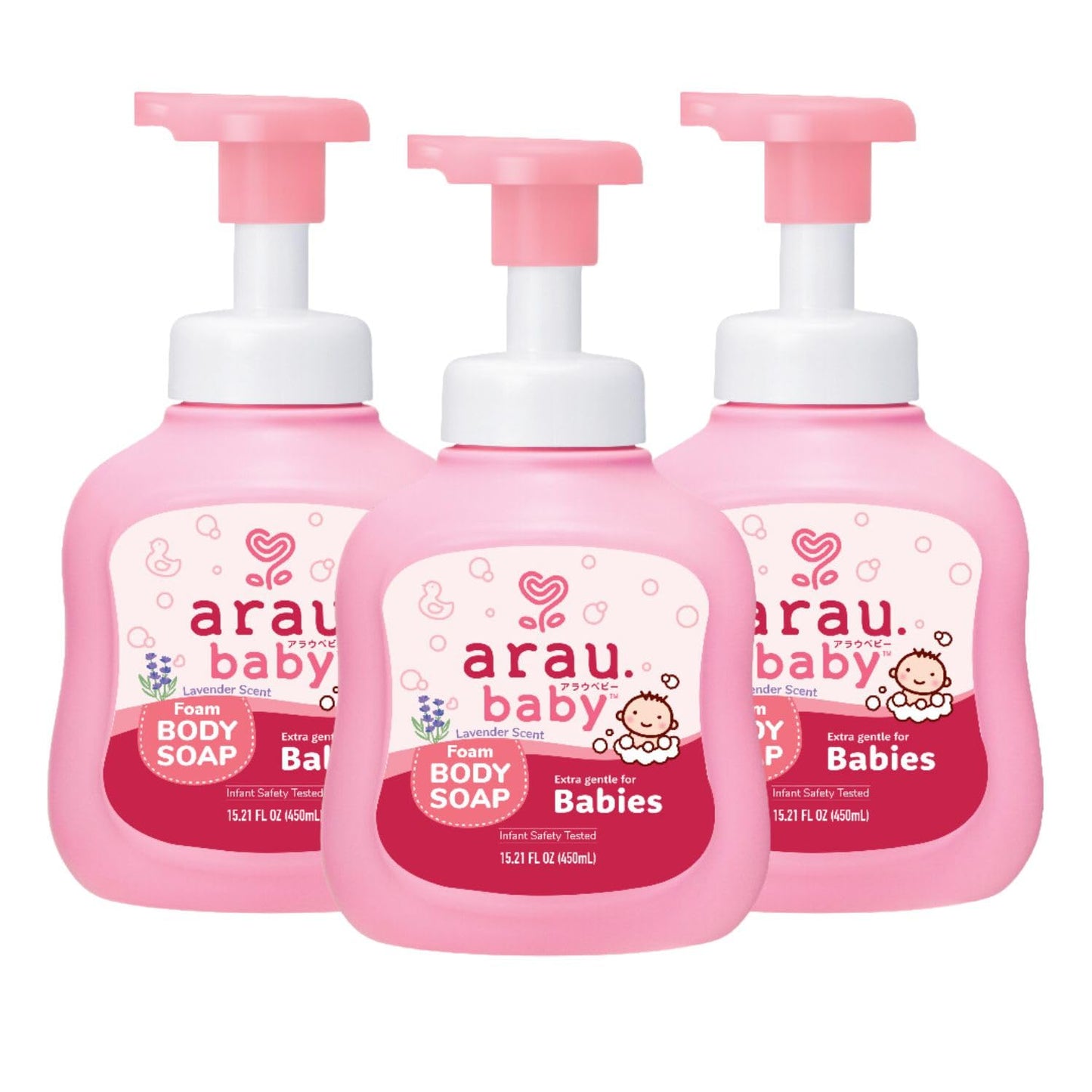Arau Baby Foam Body Soap Lavender Scent, Natural Plant Based Baby Wash, No Artificial Fragrance or Additives, Gentle for Baby’s Sensitive Skin, Nourishing and Easy Rinse, 15.21 Fl Oz, 3 Pack