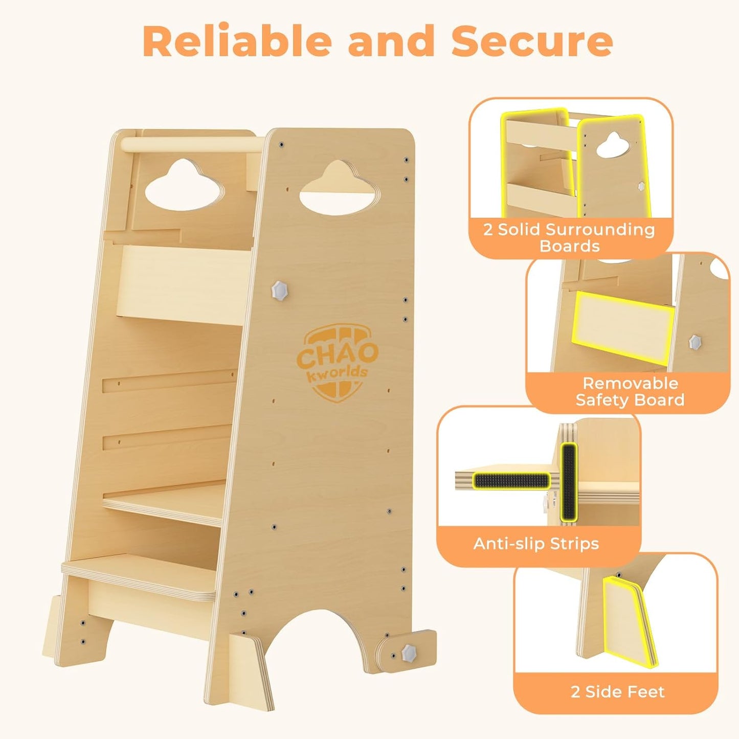 Toddler Tower 3-in-1 Multifunctional Kitchen Stool Helper, Adjustable Height ，Highchair