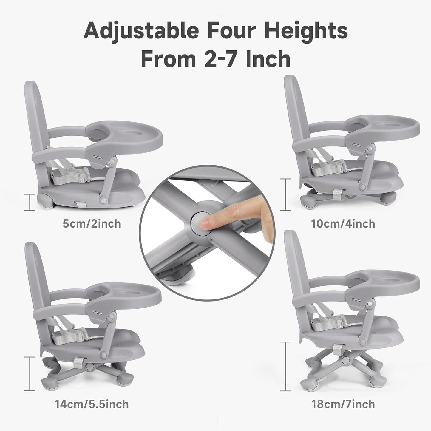 YOLEO Baby High Chair Booster Seat for Dining Table, Adjustable Height Travel Foldable High Chairs with Tray