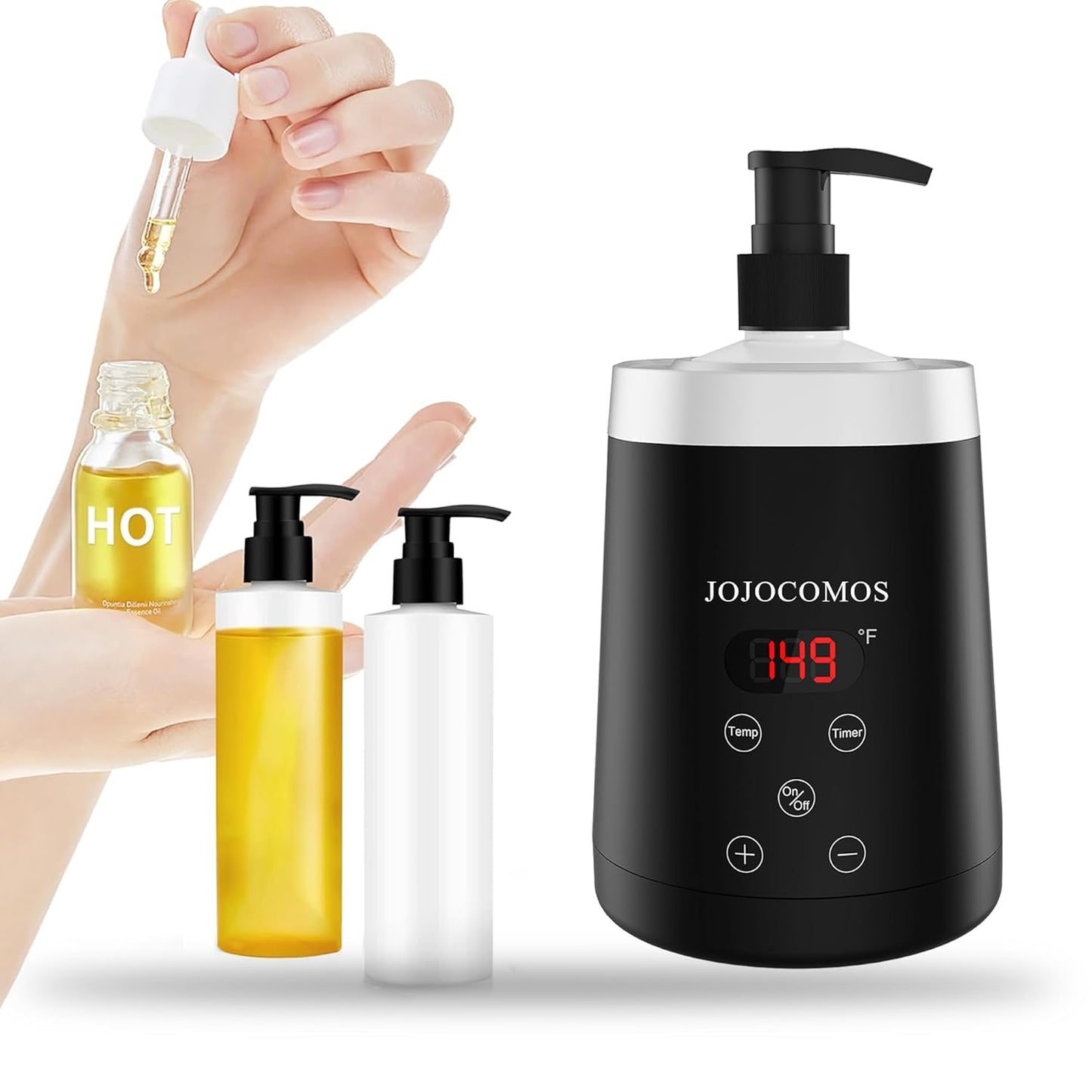 Massage Oil Warmer Digtal Lotion Warmer for SPA, Automatic Oil Warmer For Massage Oil Lotion Cream Heater for Salon, Home, with Two Oil Bottle Dispenser (black)