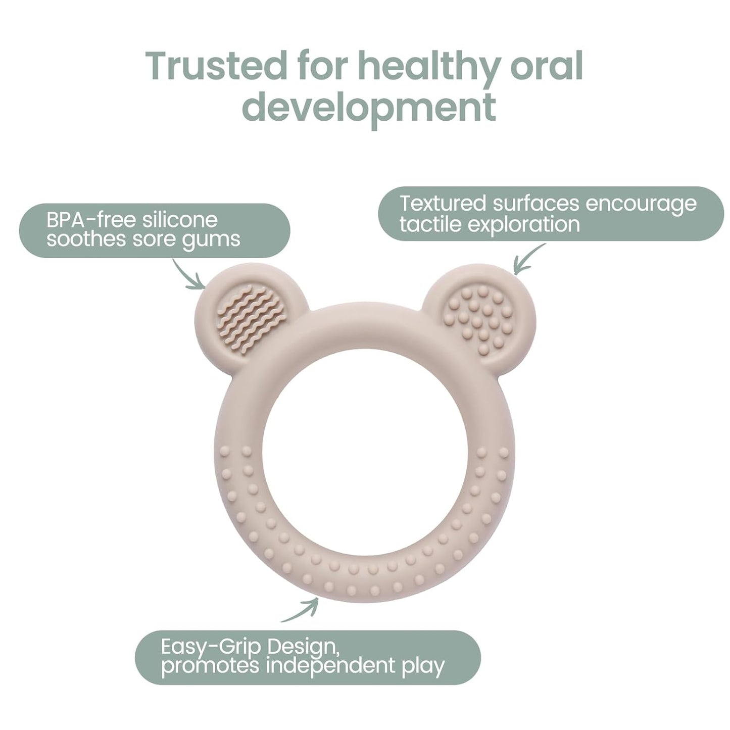 Teething Toys 3-6 Months, 3 Pack Silicone Teethers for Babies 6-12 Months, BPA Free Soft Textured Teething Relief Soothing Sore Gums Baby Essentials