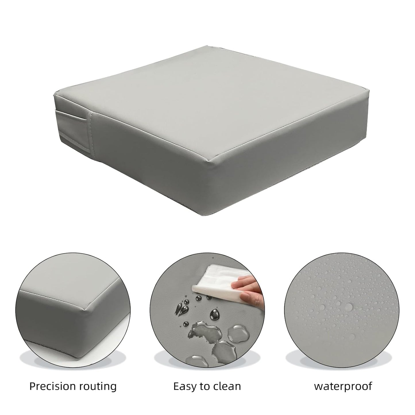 Booster Seat for Dining Table, PU Anti-Scratch Easy Cleaning Kids Toddler Booster Seat for Table, Portable Travel Increasing Cushion for Chair - Light Grey