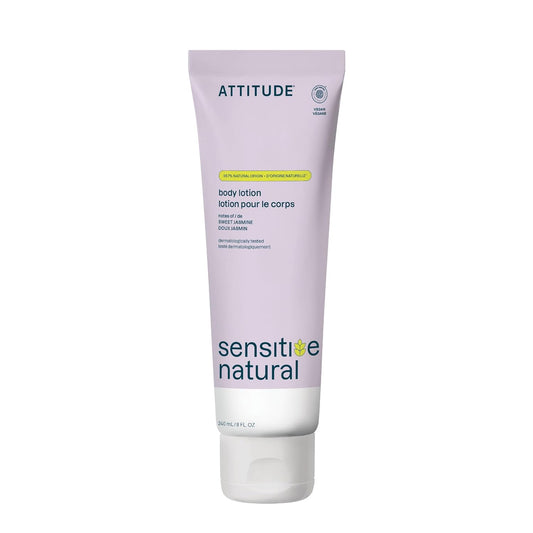 ATTITUDE Body Lotion for Sensitive Skin with Oat, EWG Verified, Dermatologically Tested, Vegan, Sweet Jasmine Scent, 8 Fl Oz