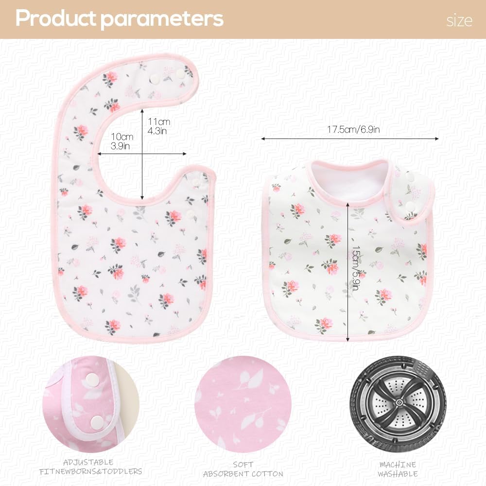 Pack of 6,Baby Bibs,Unisex,Soft and Absorbent,Adjustable,Easy to Use