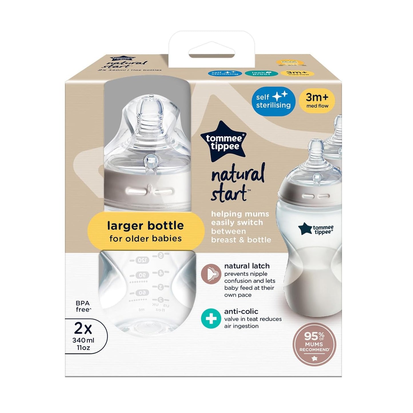 Tommee Tippee Baby Bottle 340 ml Pack to Choose from