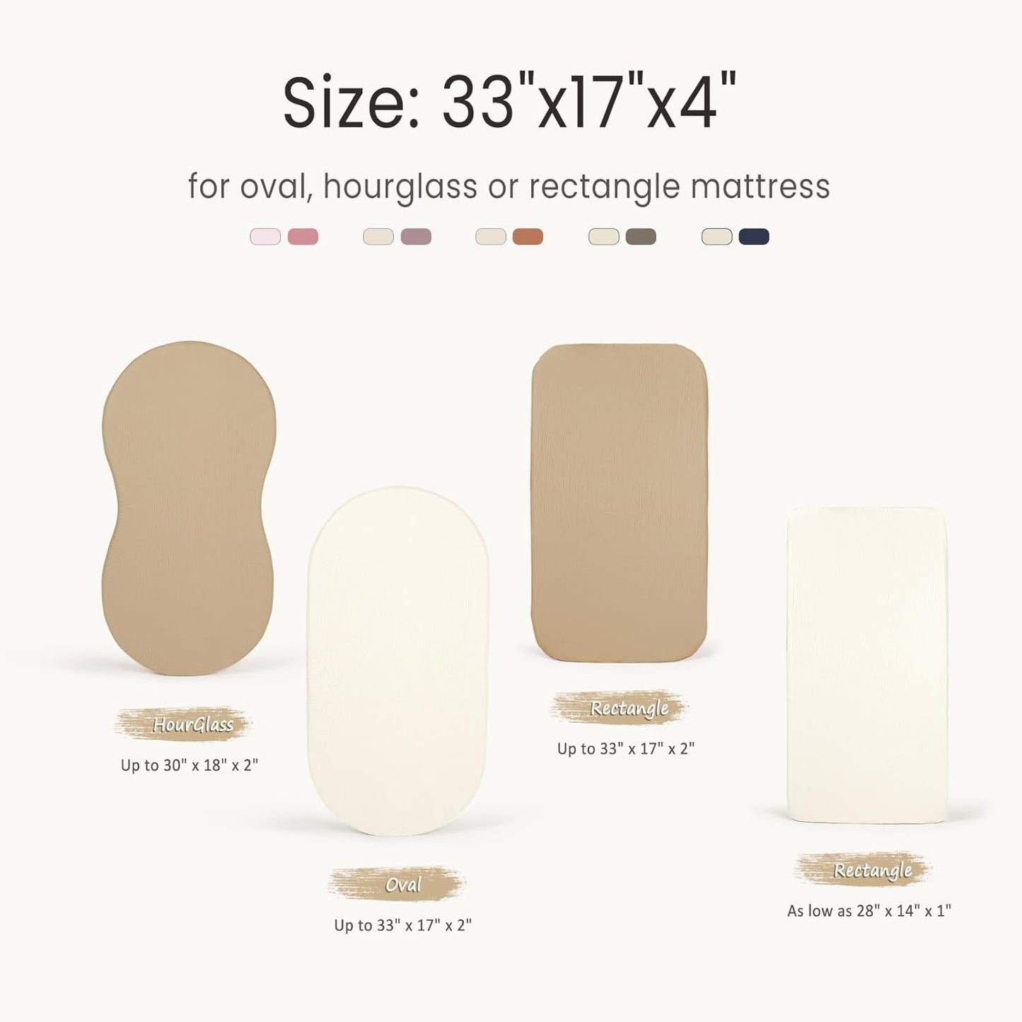 lulumoon Baby Muslin Bassinet Sheets: Cotton Bassinet Sheets Neutral for Boys and Girls - Fitted for Oval Rectangle or Hourglass