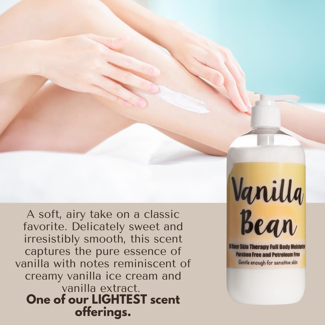 The Lotion Company 24 Hour Skin Therapy Lotion, Full Body Moisturizer, Paraben Free, Made in USA, Vanilla Bean Fragrance, w/ Aloe Vera, 16 Ounces