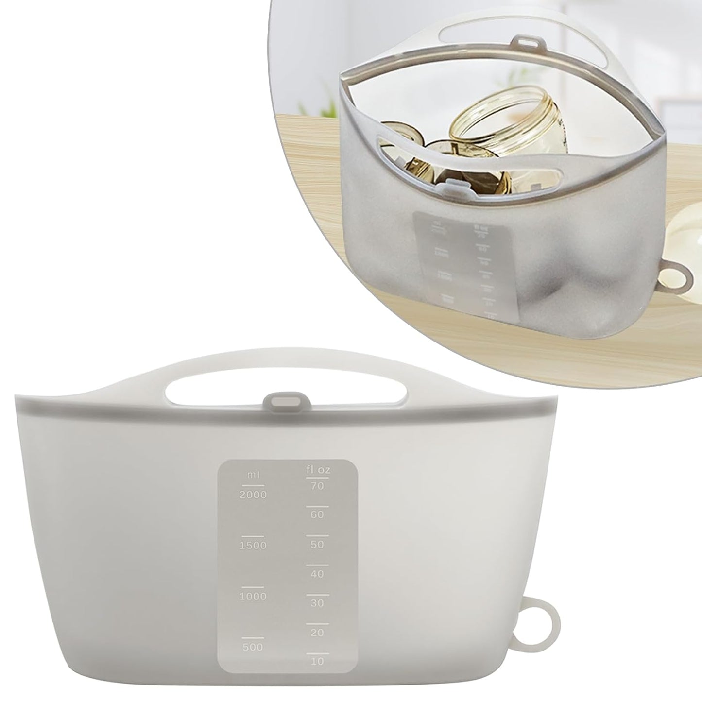 Silicone Microwave Steam Sterilizer Bag for Baby Reusable Quick Sterilizing Bag for Bottles Breast Pump Parts Toddler Accessories Great for Travel - 2000ml Grey