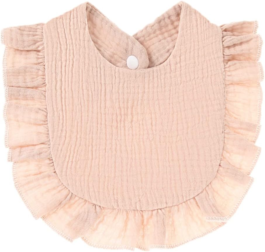 4 PACK Solid Muslin Baby Drool Bibs Set for Unisex Boys Girls Cotton Adjustable Teething Feeding Drooling Bibs