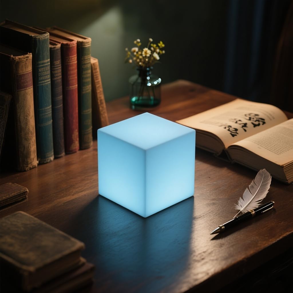 4-inch LED Cube Light, 16 RGB Color Changing Tesseract Cube Lamp with Remote, Waterproof Cordless Rechargeable Cubes Mood Lamp & Nursery Cosmic Cubes Night Light, Perfect Kids Toy Gift, Room Decor