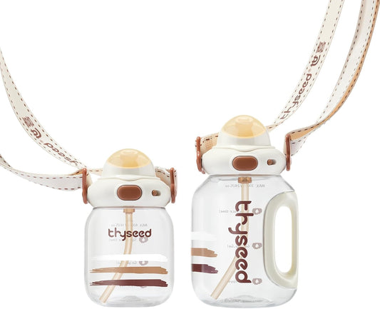 thyseed Toddler Water Bottle with Straw Cups Spill Proof School Kids Sports No Spill Children Leak Proof Travel Drinking Cup Dishwasher Safe BPA Free 2+ Year Old Boy Girl Child 24oz/700mL 1 PCS