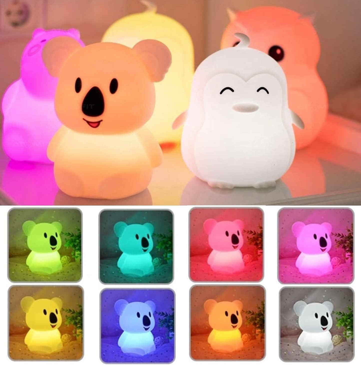Night Light for Kids, Bedside Lamp for Children, Baby Nursery Lamp for Breastfeeding Safe, Break Resistant, Eye Caring, Adjustable Brightness & Color, Touch Control, Child Gift - Medium Koala