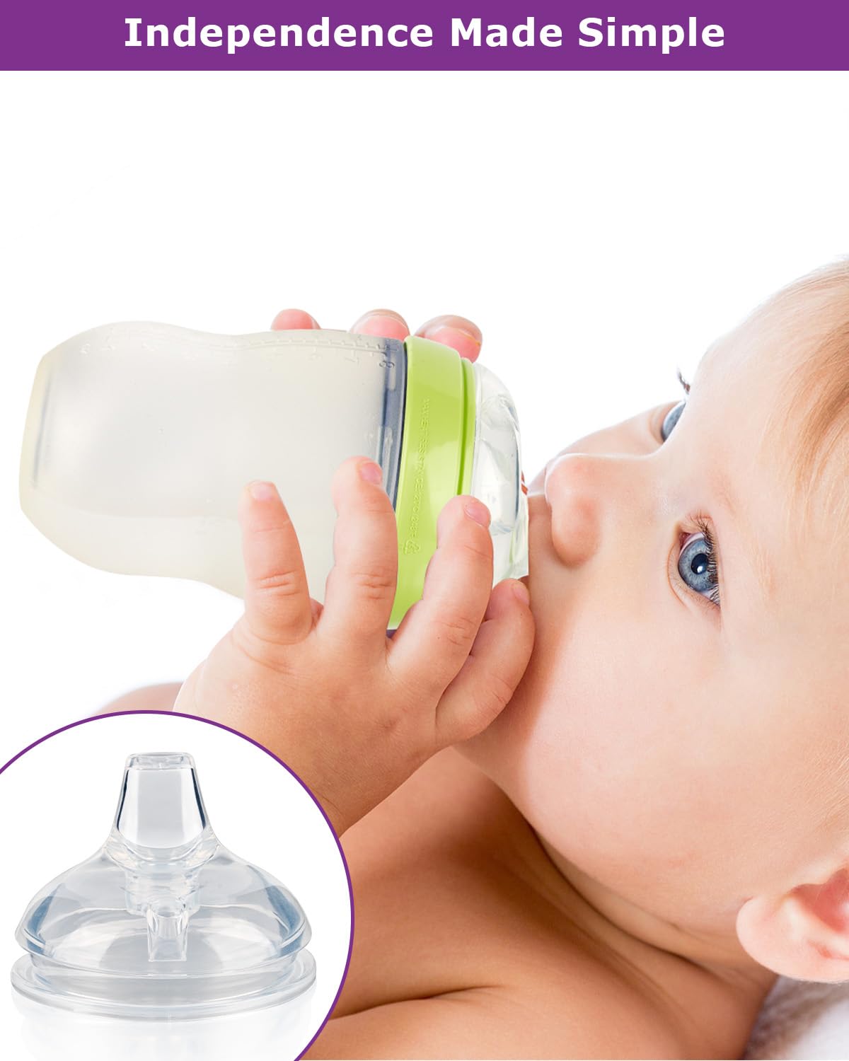 Sippy Spout Nipples for Comotomo Baby Bottles,100% Soft Silicone Sippy Cup Nipples,Variable Flow Conversion Nipple,6+ Months,4 Count