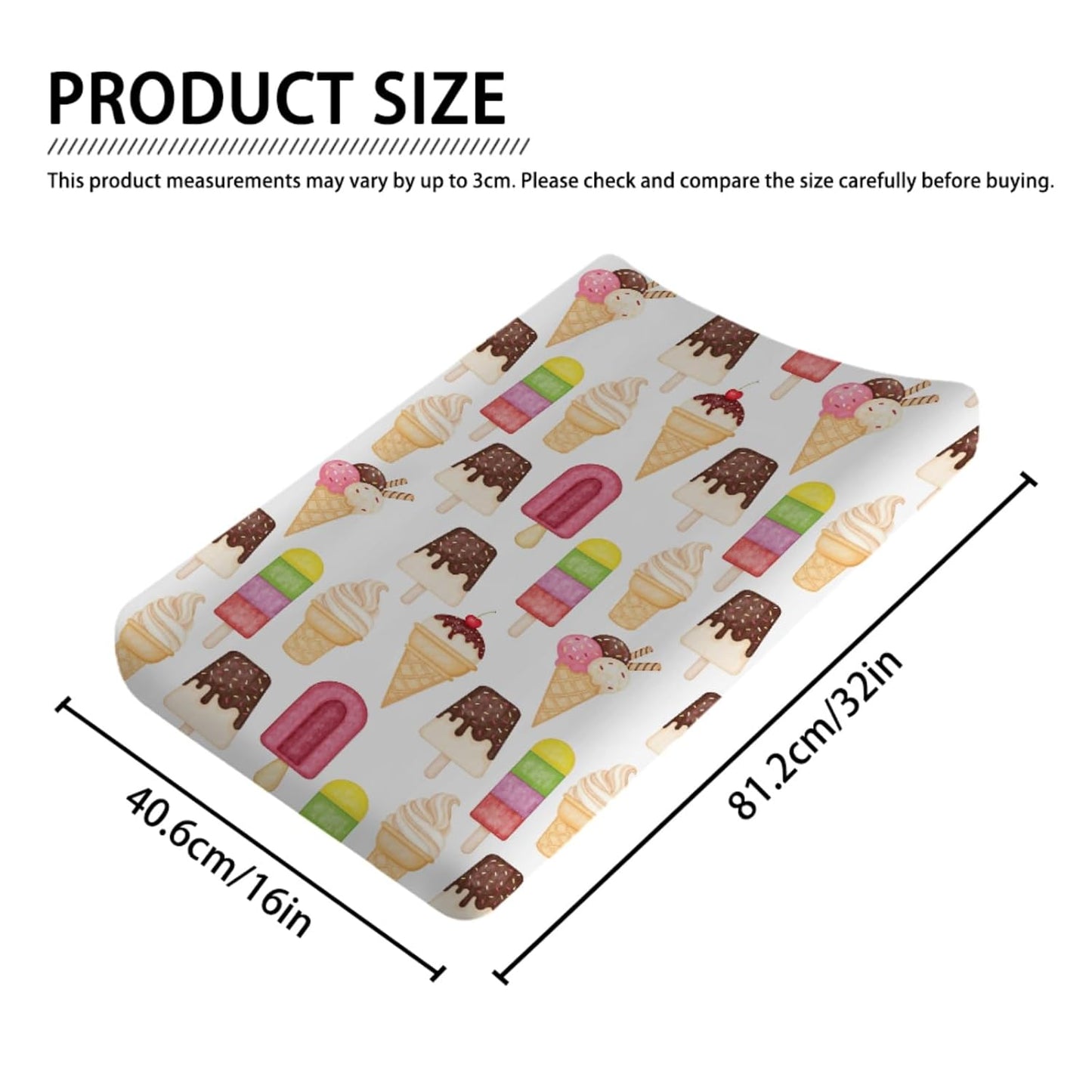 Funny Ice Cream and Popsicles Baby Changing Pad Covers for Baby Boy Girl 32''x16'' Colorful Boho Summer Beach Unisex Fitted Change Table Pad Sheets Soft Breathable Cradle & Bassinet Bed Sheets