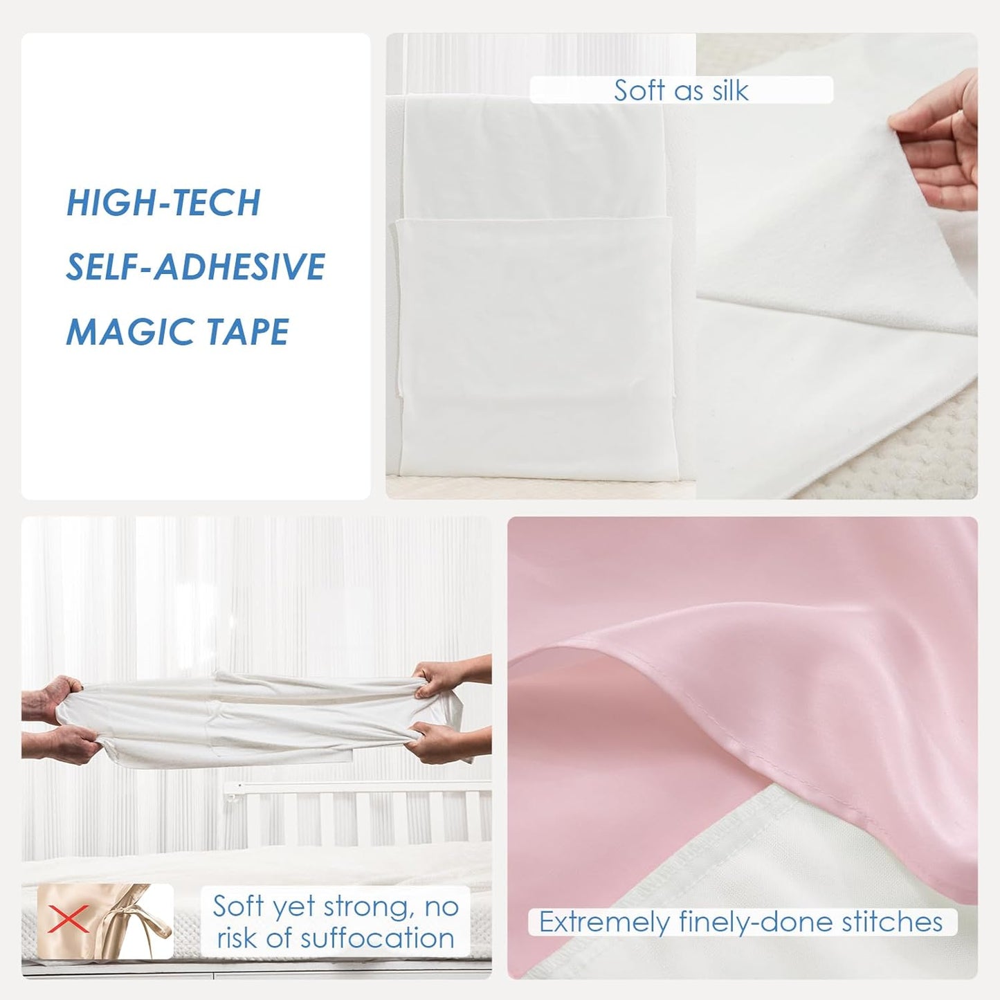 PROMEED 100% Mulberry Silk Crib Sheet for Baby Hair, 23 Momme Silk Bassinet Slip for Baby Bald Spots, Soft and Safe Cot Sleeve for Everyday Use (Pink)