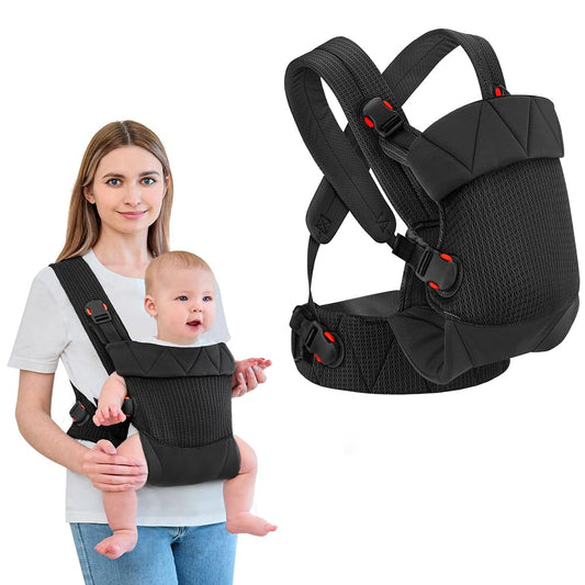 Baby Carrier Newborn to Toddler, Cozy Toddler Carrier, Ergonomic Newborn Carrier with Head Support, Black