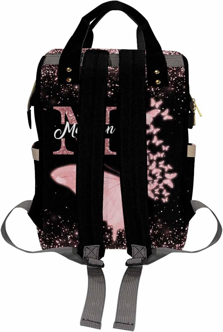 Custom Baby Bag For Mothers Day Gift Shoulders Bag Nappy Daypack Baby Bags Fors Customized Personalized Name Bag Nappy Backpack Waterproof Mommy Bag, Neon Butterfly