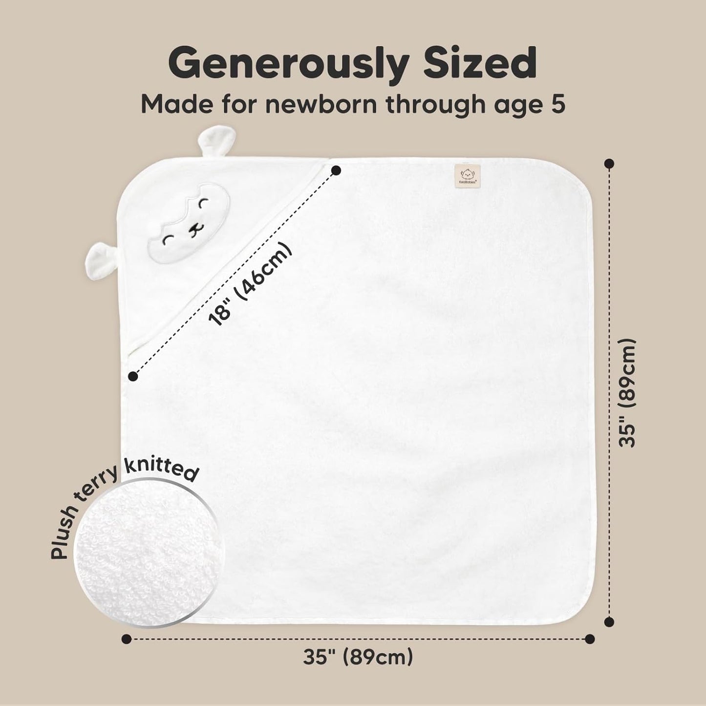 KeaBabies Hooded Baby Towel for Newborn - Viscose Derived from Bamboo Large Baby Bath Towels with Hood for Boys, Girls, Toddler, Extra Absorbent & Soft Newborn Bath Essentials (Lamb, Regular)