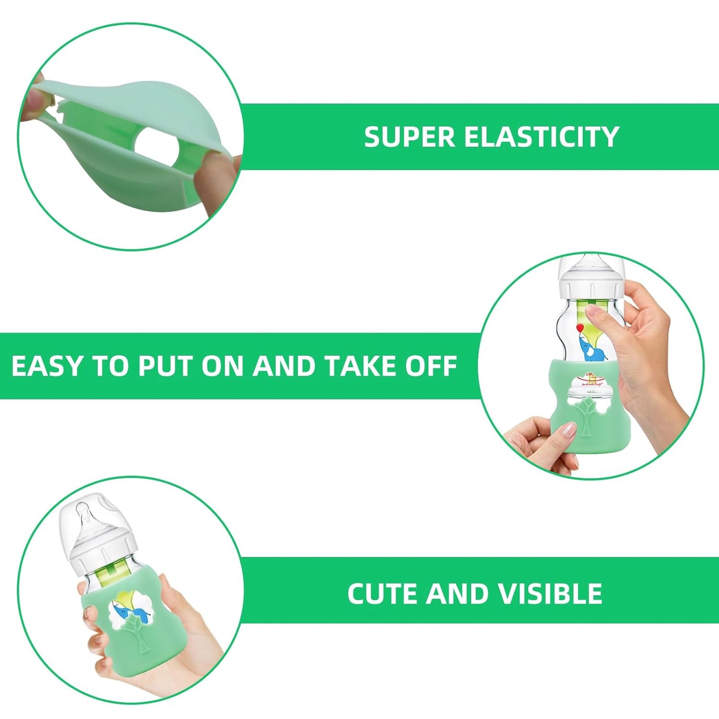 3 Pack Anti Breakage Baby Bottle Holder, Silicone Sleeves for Dr. Brown's Natural Glass Baby Bottles, Anti Flow Sleeve for Infant Bottles (5 Ounce)