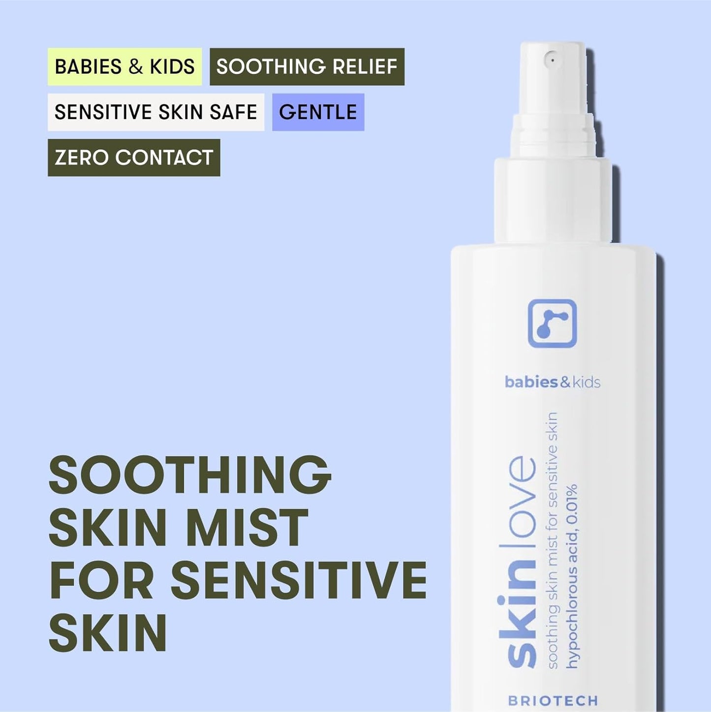 Briotech Baby Skin Spray | Gentle Hypochlorous Acid Mist for Soothing, Calming & Cleansing Delicate Skin | Pediatrician-Approved, Added Fragrance-Free | 2 oz