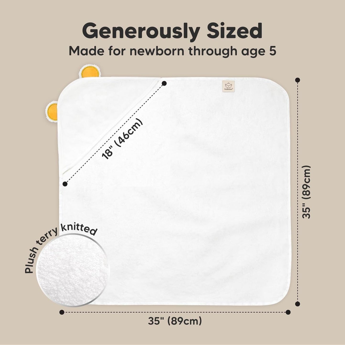 KeaBabies Hooded Baby Towel for Newborn - Viscose Derived from Bamboo Large Baby Bath Towels with Hood for Boys, Girls, Toddler, Extra Absorbent & Soft Newborn Bath Essentials (Bear, Regular)