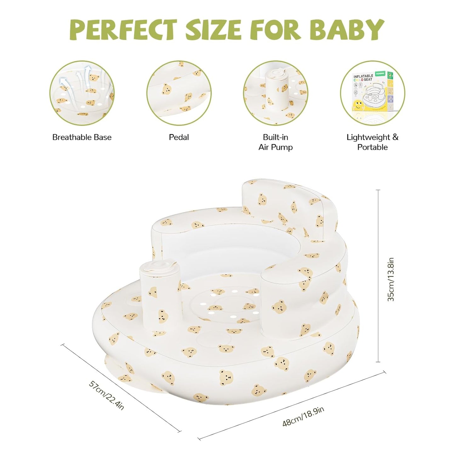 Inflatable Baby Seat for Babies 3 Months and Up, Inflatable Baby Chair, Floor Seats for Sitting Up, Baby Seats for Infants, Blow Up Baby Chair with Built in Air Pump