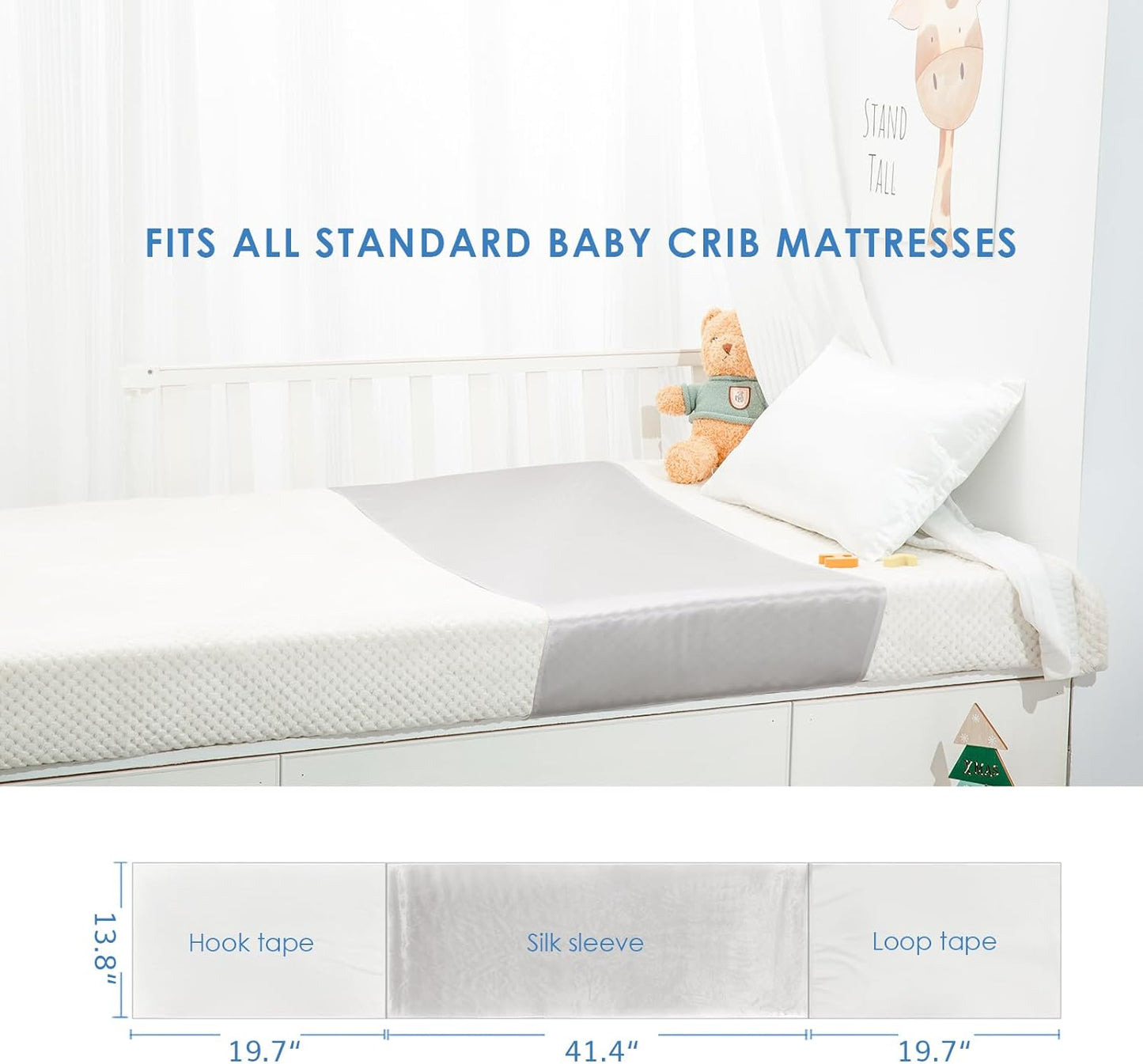 PROMEED Baby Silk Bassinet Sleeve, 23 Momme Pure Silk Cot Semi Sheet, Adjustable for All Standard Bassinet/Cradle/Cot/Crib Mattress (Light Grey)
