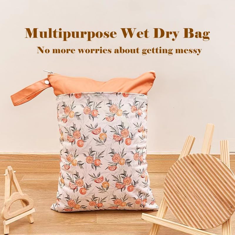 Wet Dry Bags with Two Zippered Pockets and Handle, Reusable Storage Bag for Breast Pump Parts & Baby Items, Waterproof Diaper Bags, Yoga Gym Bag for Swimsuits or Wet Clothes-2pcs, 11.8*15.75"