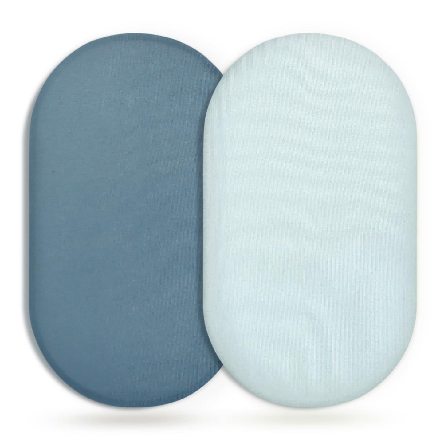 GRSSDER Stretchy Ultra Soft Fitted Bassinet Sheet 2 Pack, Universal Fit for Bassinets Baby Cradle Moses Basket Oval Rectangle Mattress Safe and Snug, Jersey Bassinet Sheets for Girls, Blue/Navy