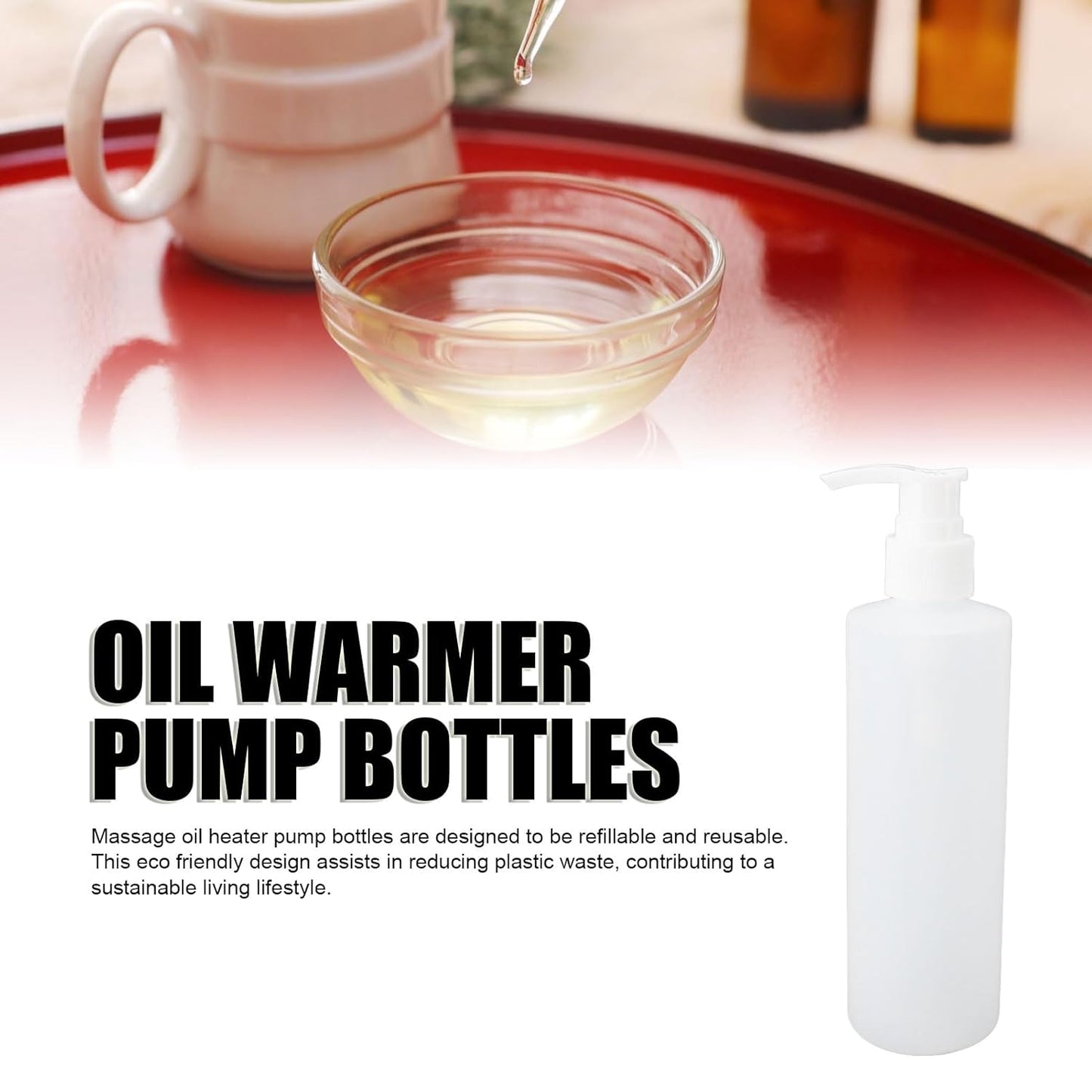 2pcs Massage Oil Warmer Replacement Bottle 250ml Refillable Professional Shampoo Pump Bottles for Face Cream Massage Lotion Hand Wash Tanning Lotion