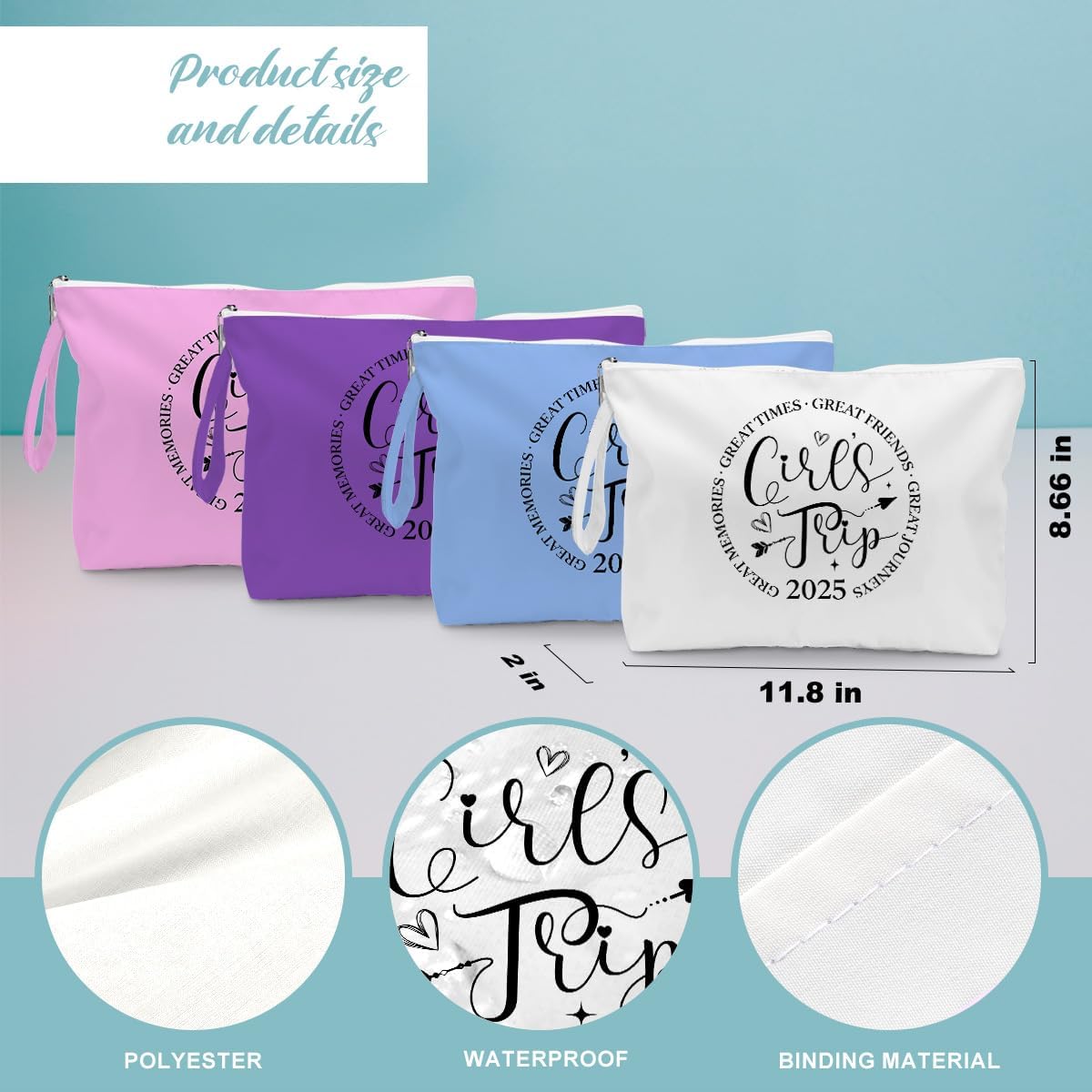Fokongna 4PCS Girls Trip Gifts Wet Bag Wet Dry Bag Beach Bag Favors for Swimsuit Toiletry Bag Travel Essentials For Women, Beach Travel Gym Wet Dry Bag for Swimsuit Dirty Diaper Bag